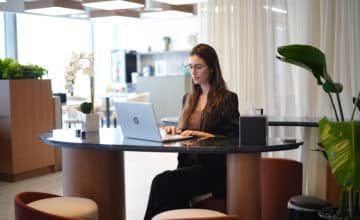 business owner working at OBC's 24/7 co-working space in Dubai
